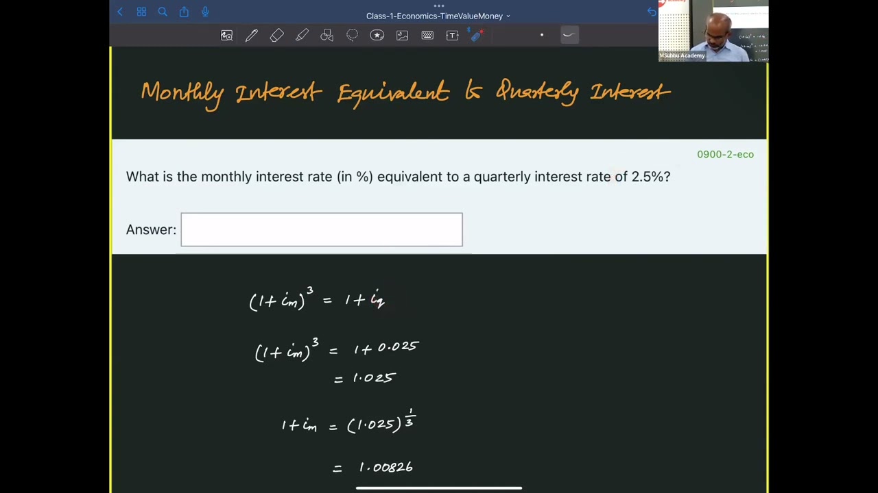 Monthly Interest Equivalent to Quarterly Interest