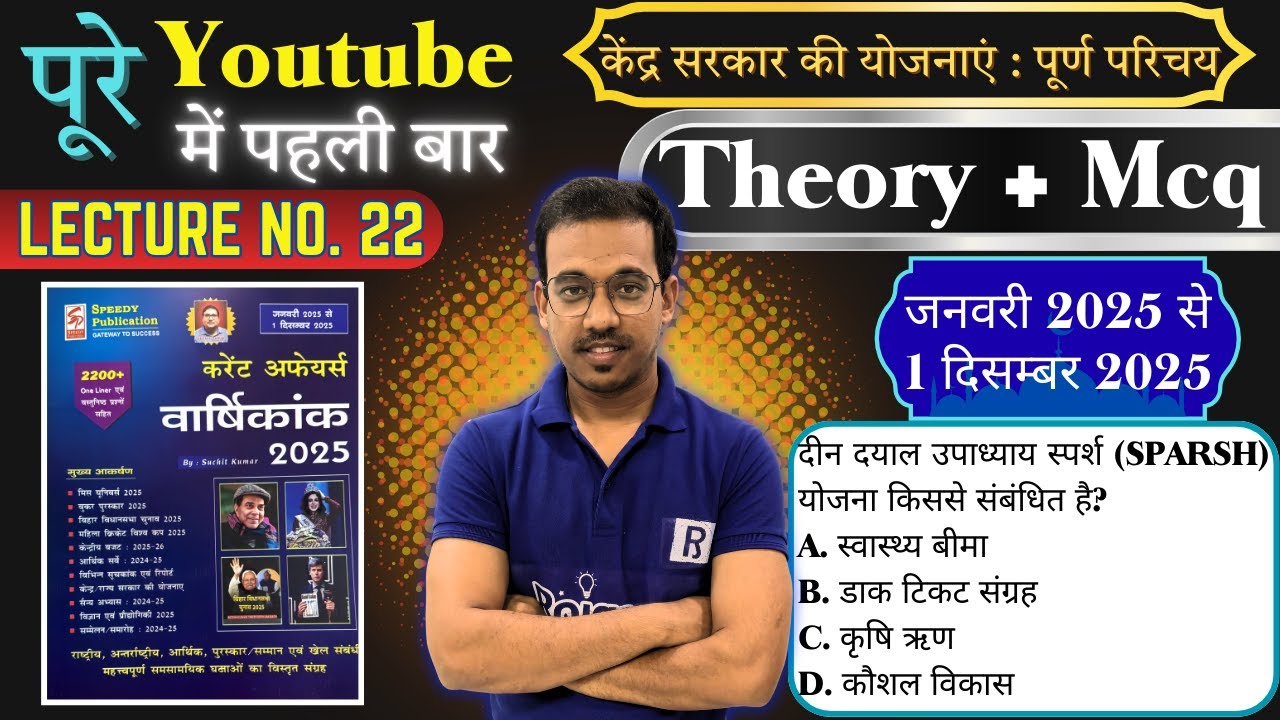 केंद्र सरकार की योजनाएं : पूर्ण परिचय | Speedy Current Affairs | Jan–Dec Page by Page | Theory + MCQ