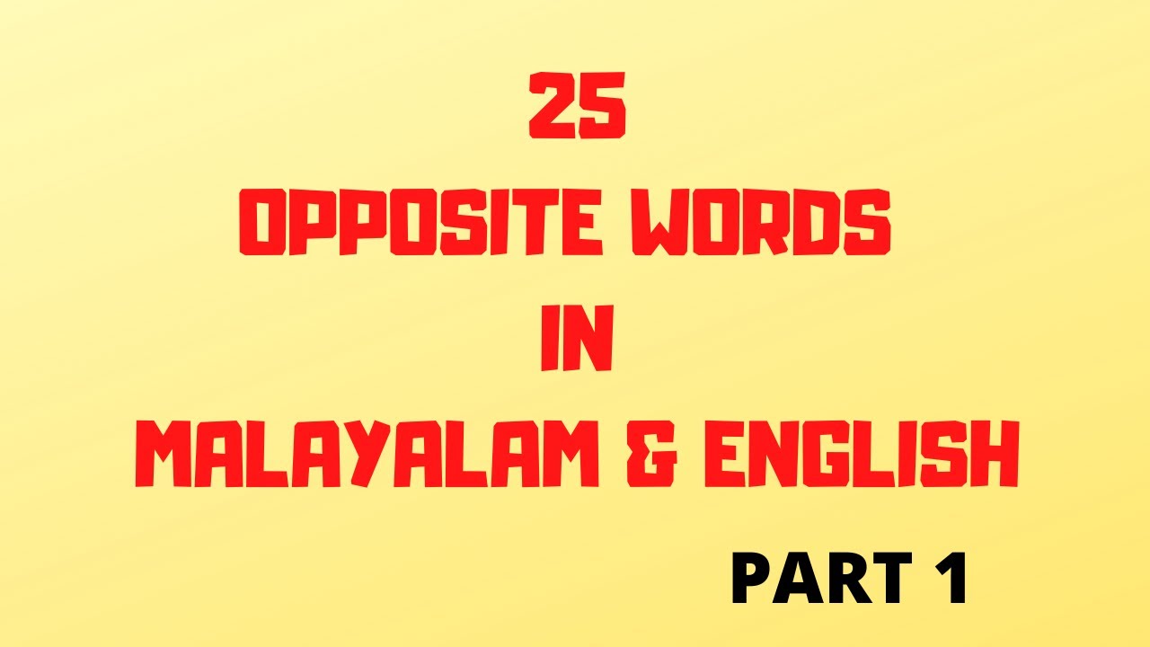 25 Opposite Words in Malayalam||Fluent in malayalam