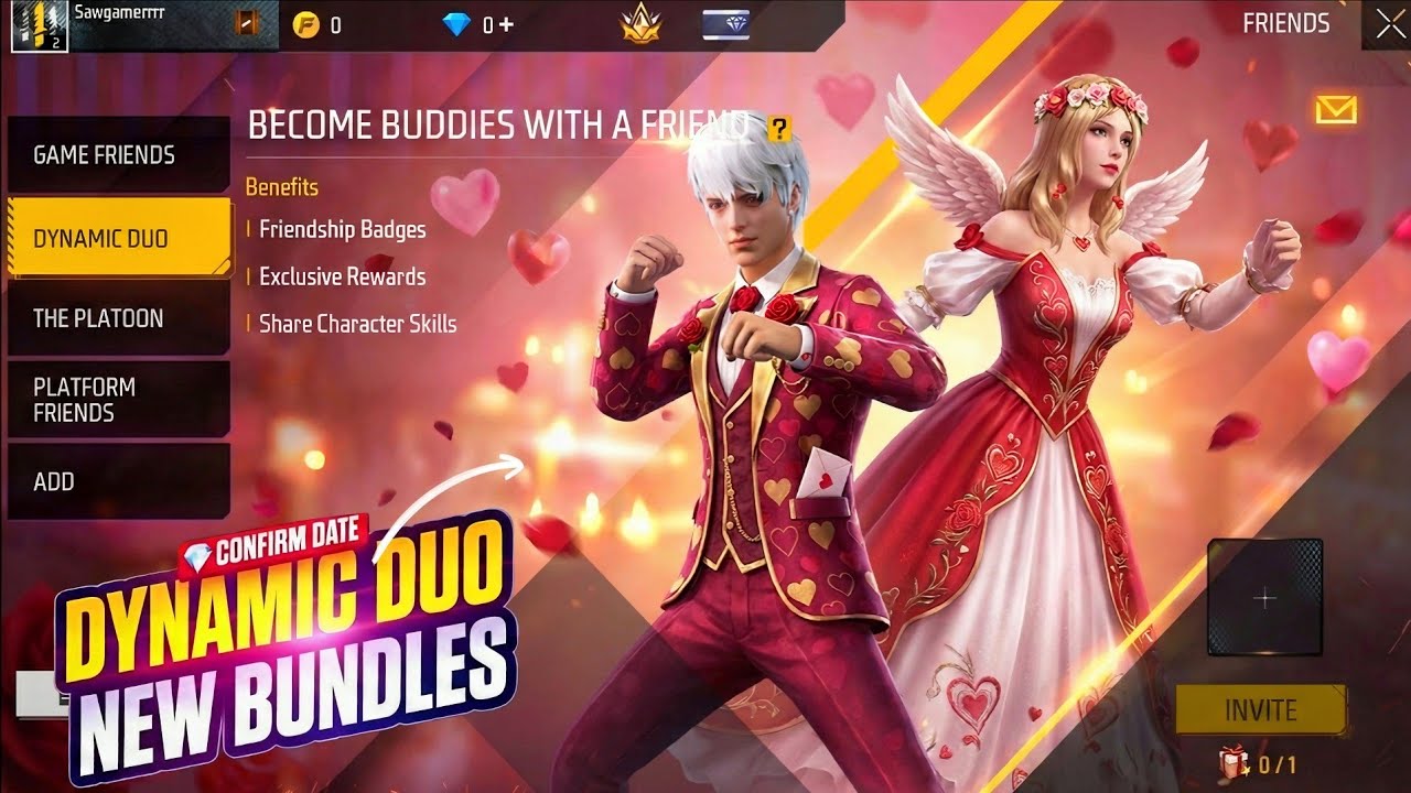 Dynamic Duo New Bundles 💥🤯 | valentine event free rewards | free fire new event | ff new event