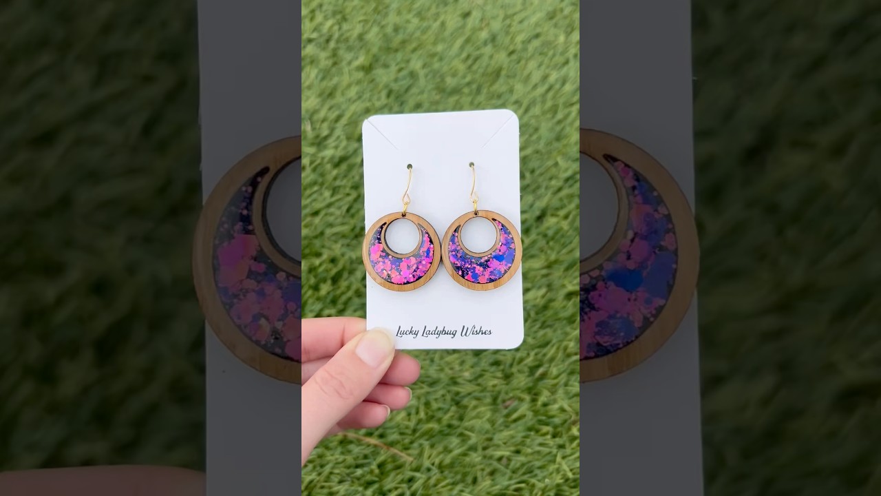 Galaxy earrings!! 💜🌌#resin #resinart #woodenearrings #smallbusiness #earrings #handmade #diy
