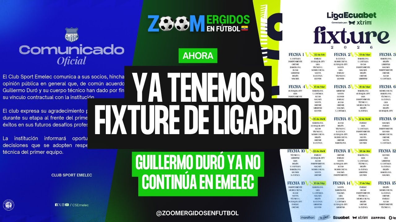 #ZoomergidosEnFútbol YA TENEMOS FIXTURE #LIGAPRO - #BarcelonaSC #Emelec #IDV