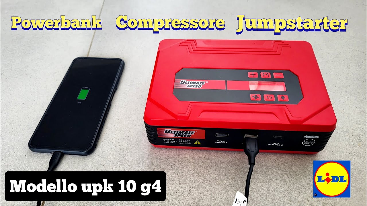 Power bank + compressore + jumpstarter ultimate speed UPK 10 G4 by lidl