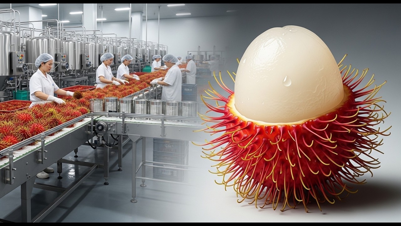 How Fresh Rambutan Turns Into Canned Perfection – Modern Factory Full Process 