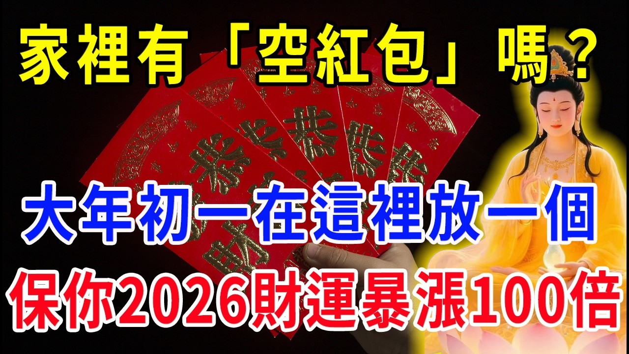 家裏有空紅包？2 月 17 號大年初一，在家中「這幾個地方」放一個，保你 2026 赤馬年財源滾滾來！