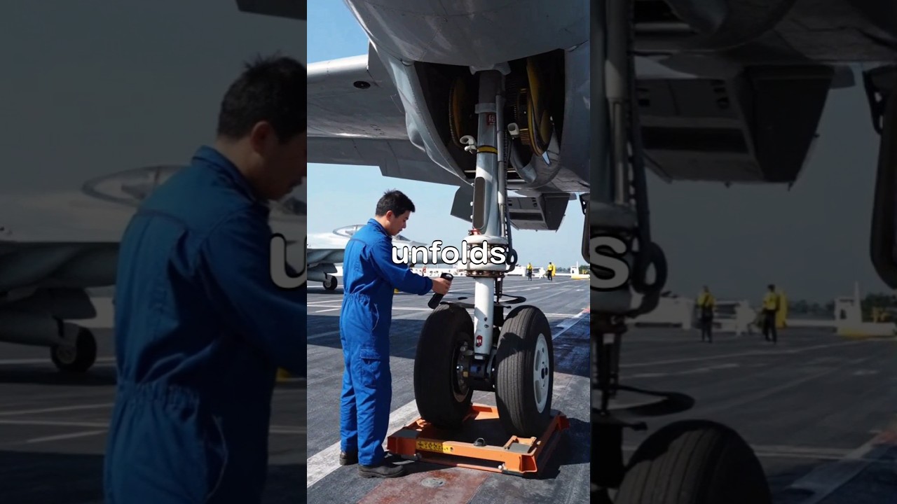 Aircraft Arresting Gear Inspection on an Aircraft Carrier