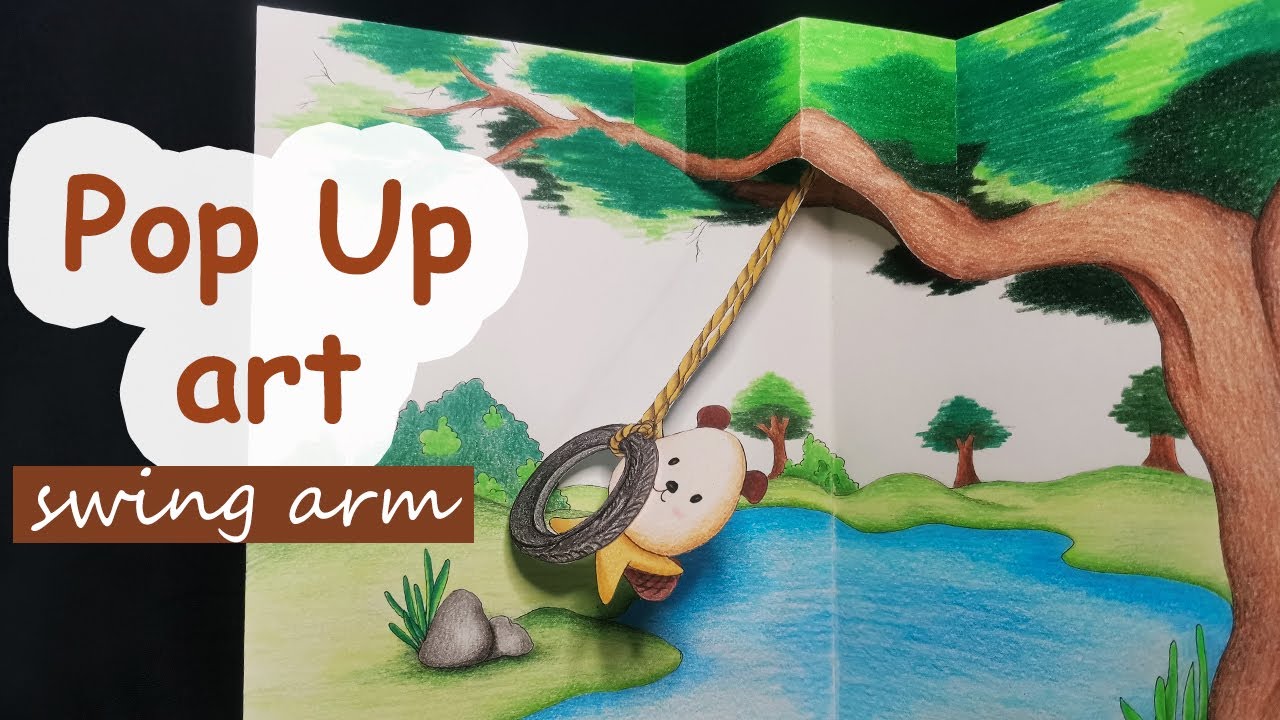Иллюстрация/искусство Pop Up — урок по созданию раскладной открытки с механизмом поворотного рычага