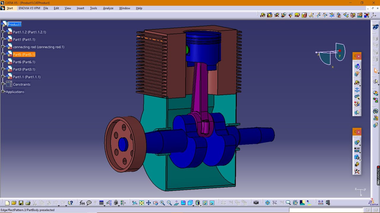 Engine Assemble and Simulation | Catia V5