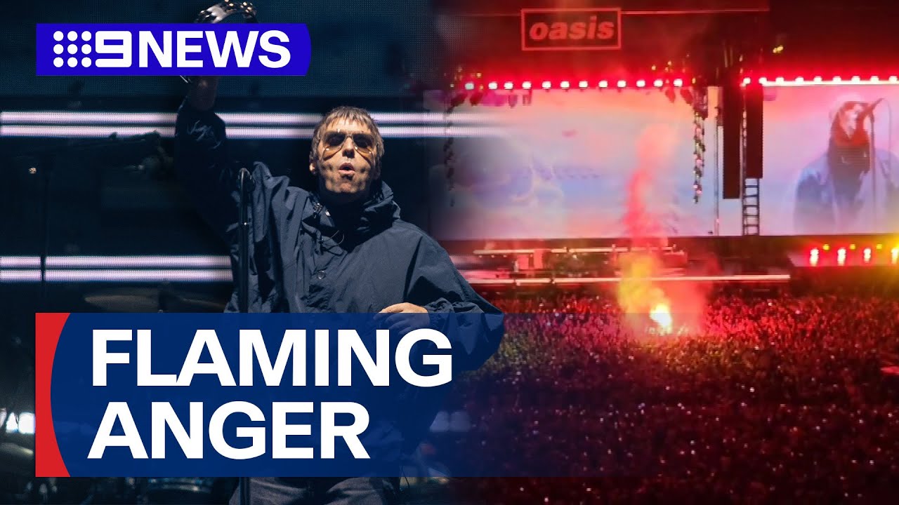 Oasis blasts fan who launched a flare during Melbourne concert | 9 News Australia