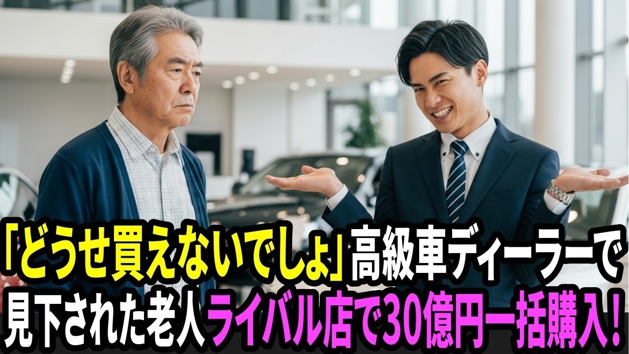 「どうせ年金暮らしでしょ、免許返納したら？」と高級車ディーラーの若い営業に見下された老人　翌日ライバル店で総額30億円の高級車を一括購入し逆襲！