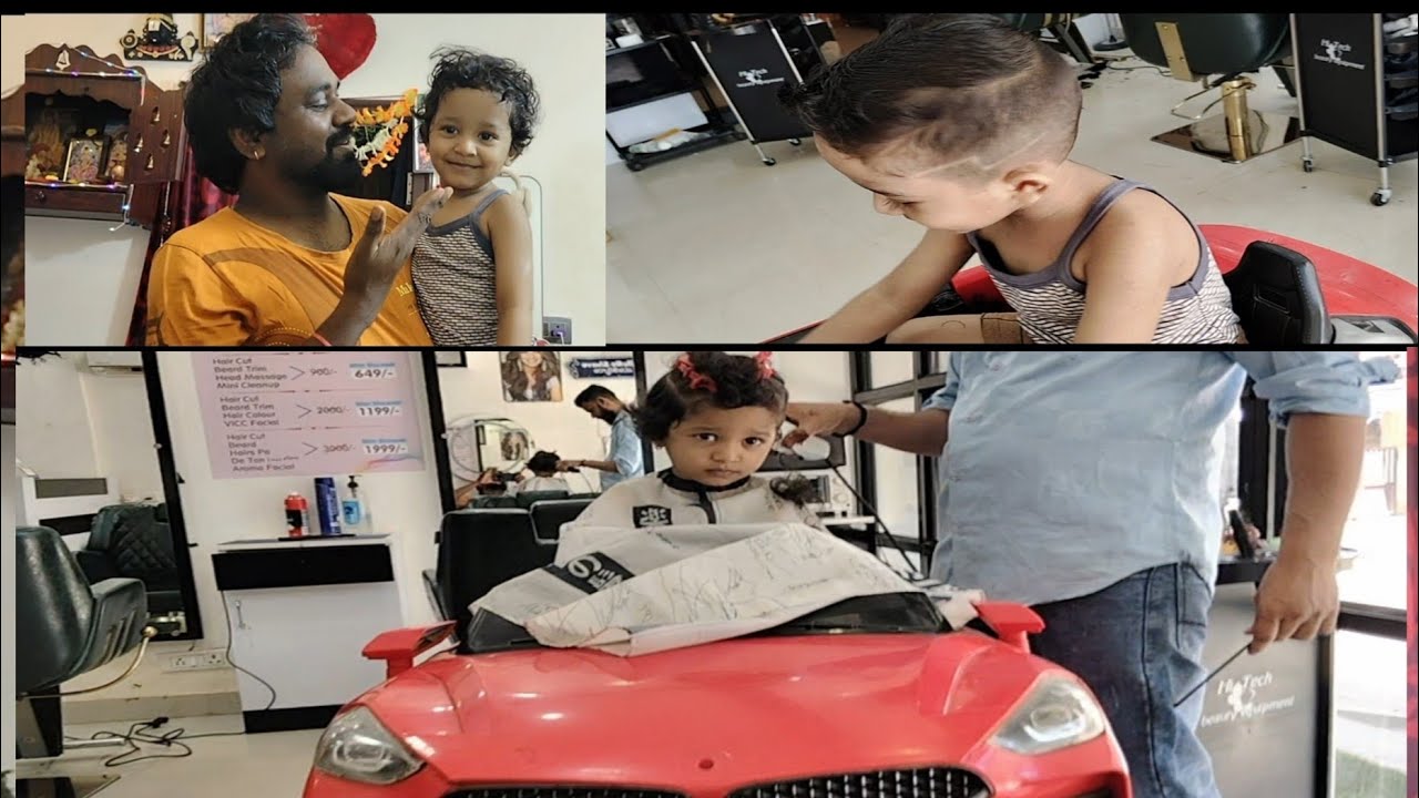 Hair cutting on sathvik for first time # boy look# murthy roushani143 