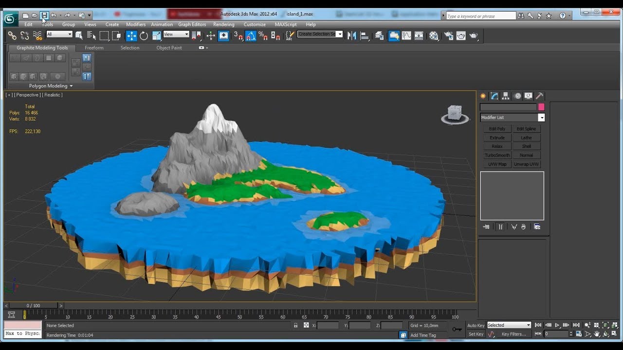 Modeling low poly island. Work in progress