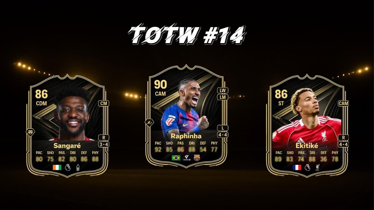 EXPECTED OFFICIAL TEAM FOR TOTW #14 ON FC26! FT SANGARE, EKITIKE, RAPHINHA AND MORE 👀
