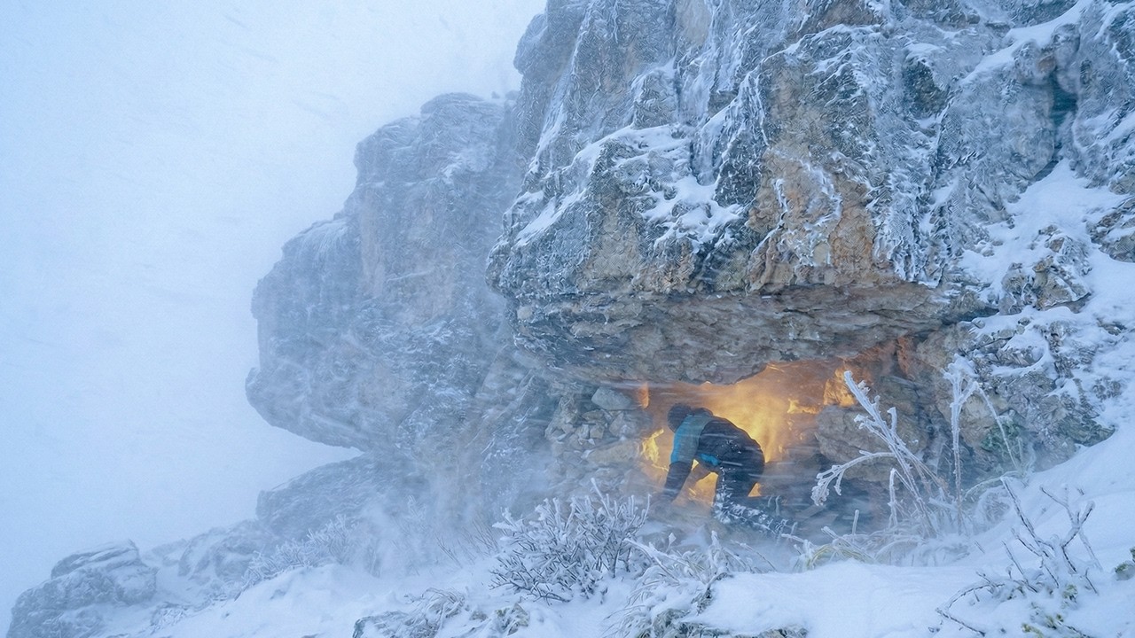 Surviving a Brutal SNOWSTORM by building a Stone House | The Most Intense Blizzard Ever