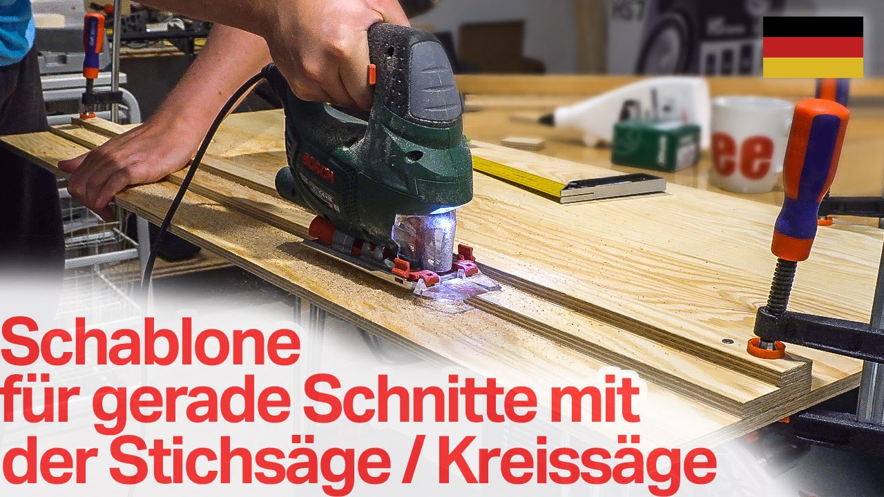 Schablone für gerade Schnitte mit Stichsäge und Handkreissäge selber bauen