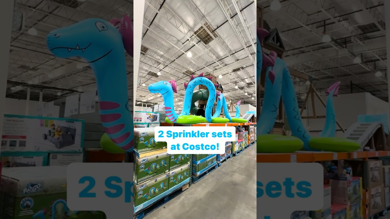 Huge sprinkler set and splash pad at Costco for summertime water fun! #costco