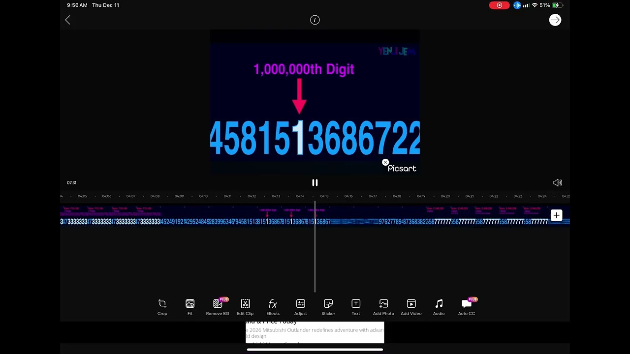 True and digits of pi! (in Picsart Version)