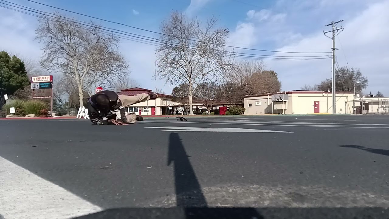 Skateboarding , Ollied Gap with kickflip attempt 
