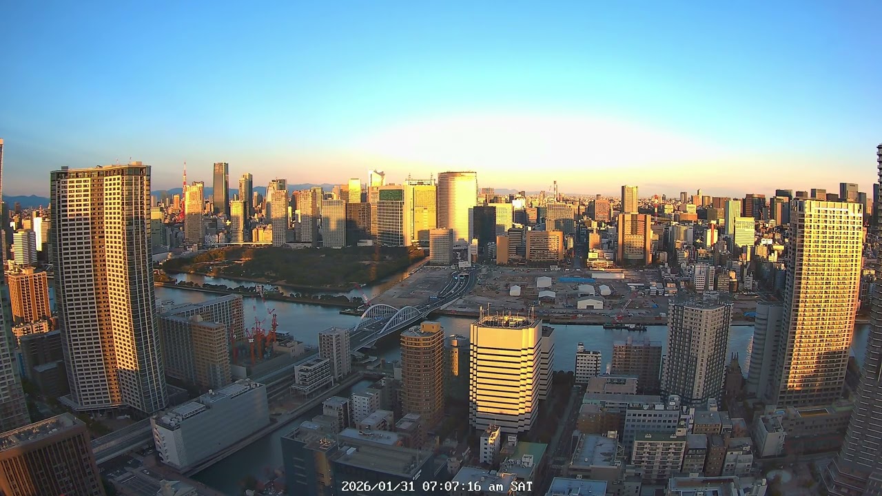 Tokyo Sunset 4K | Minato & Tsukiji City View Japan | Archive 2026-01-31