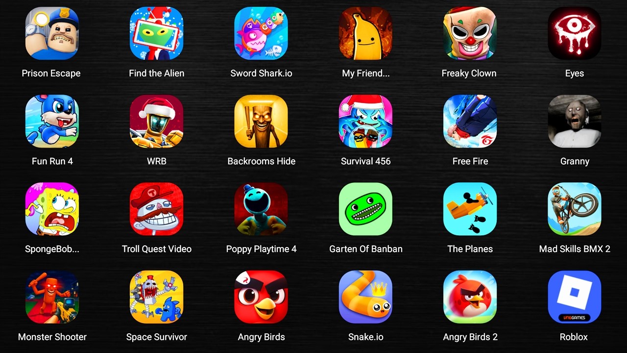 Roblox,Bob the Dentist,Slendrina,Poppy Playtime 4,The Baby in Yellow,Scary Teacher,Evil Grandpa...