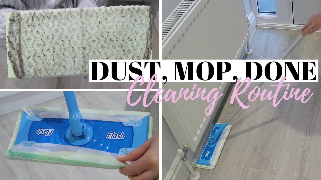 AD FLASH DUST MOP DONE 8 MINUTE CLEANING ROUTINE | NEW FLASH SPEED MOP DUST MAGNET & WET REFILLS 🧹🧼🪣