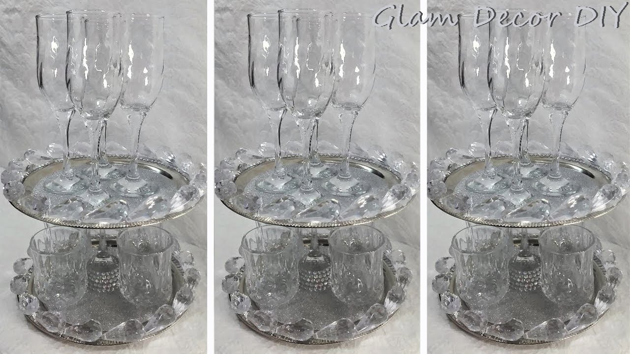 Dollar Tree DIY Glam Crystal 2 Tier Display Tray