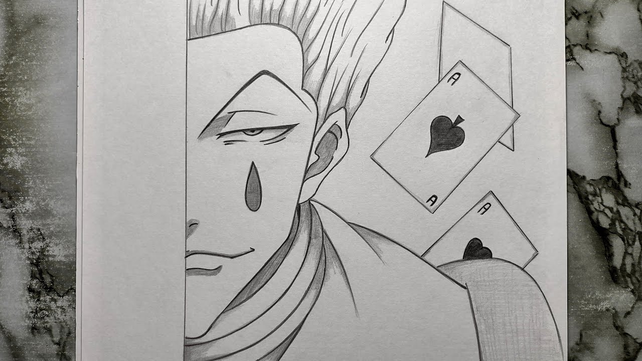 How to draw half face of Hisoka for beginners