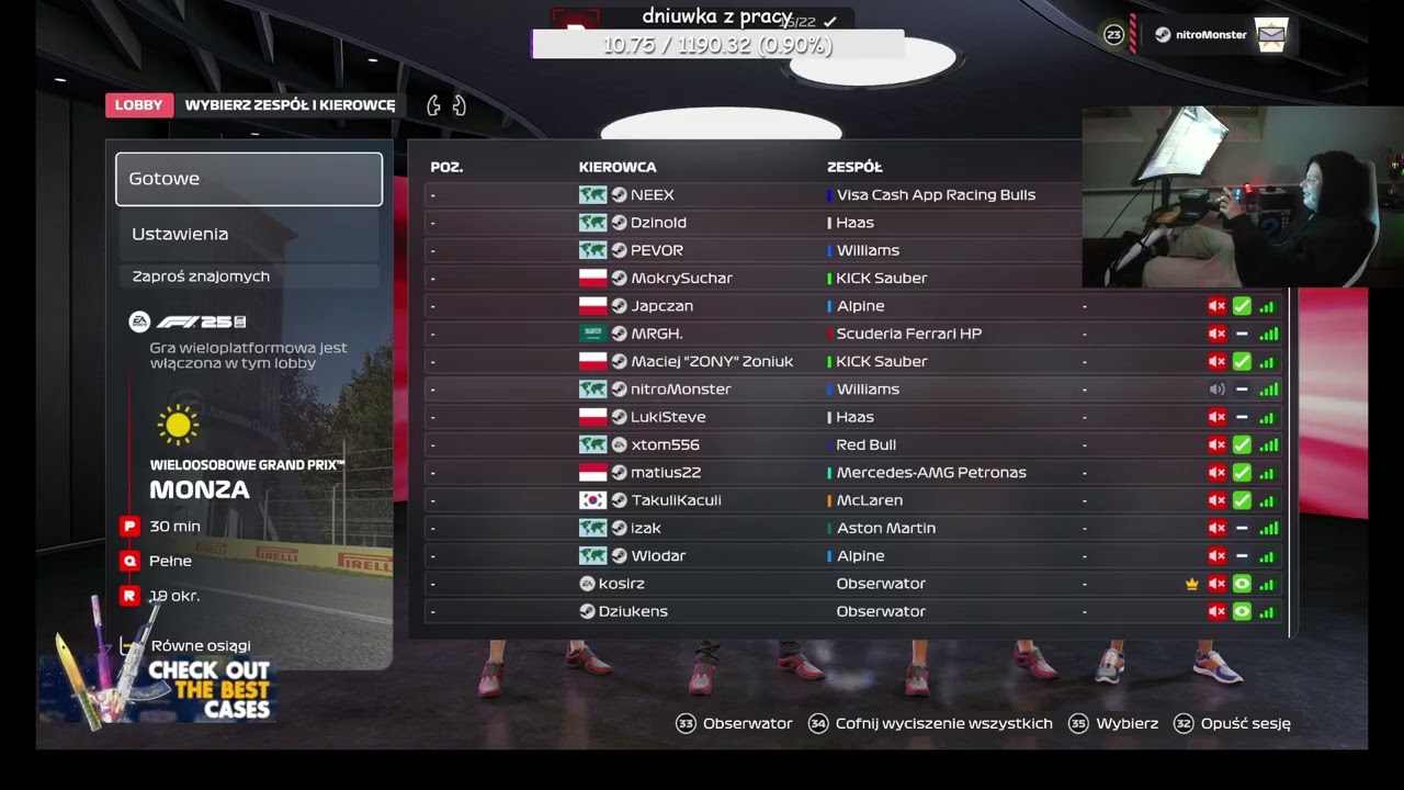 F1 STREAMERÓW | Tor - Monza (NITRO CAŁY ZAPIS STREAM)