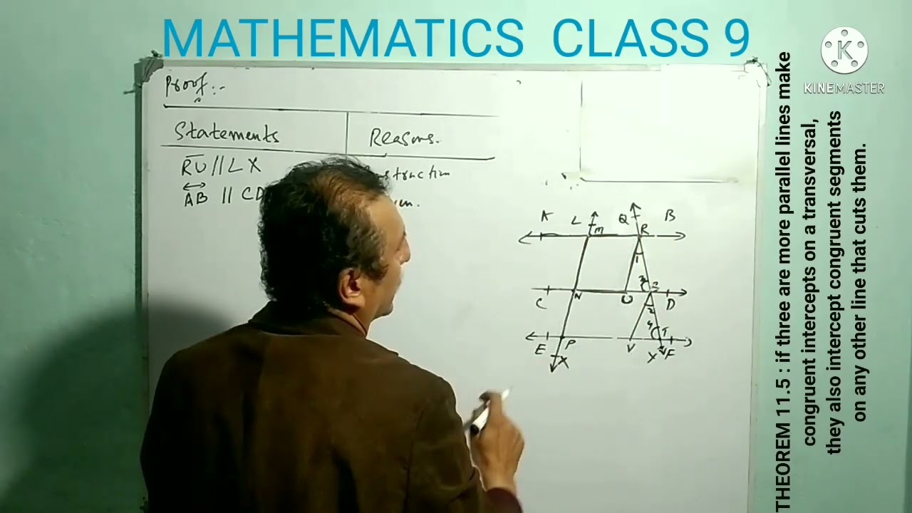 LECTURE # 91 THEOREM 11.5 IF 3 OR  MORE PARALLEL LINES .. CONGRUENT IN ANY OTHER LINE CUTS THEM .9TH