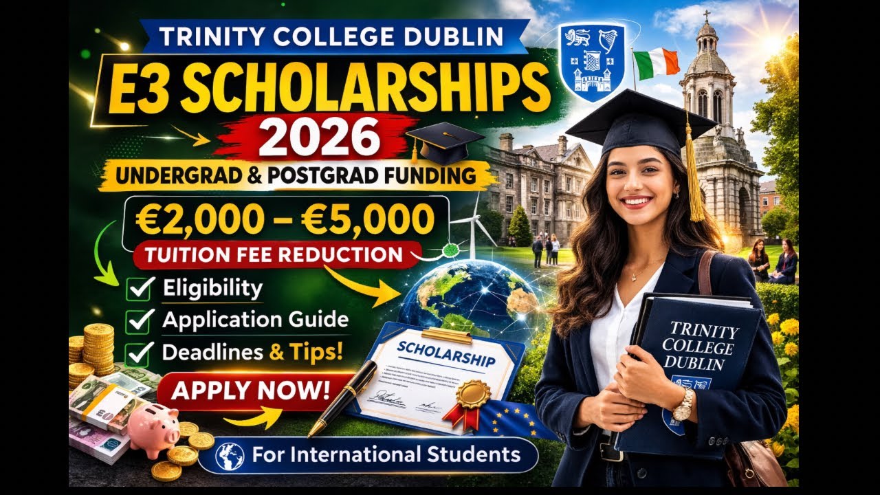 Trinity College Dublin E3 Scholarship 2026 |Funding for International Students