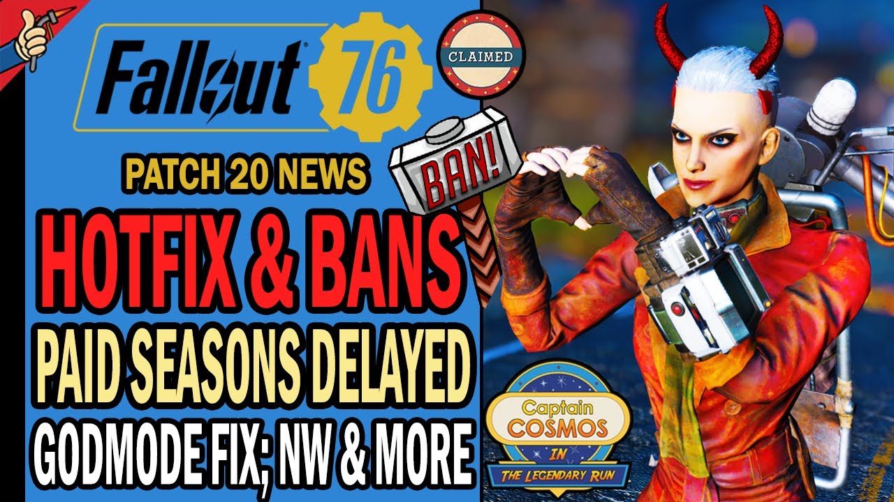 Fallout 76 News - Dupe & Godmode Glitch Fixes; More Bans; Seasons Paid Path Delayed & More