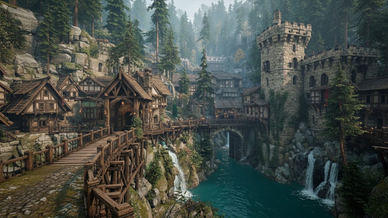 The Waterfall Citadel  Medieval Fantasy Music & Animated Ambience