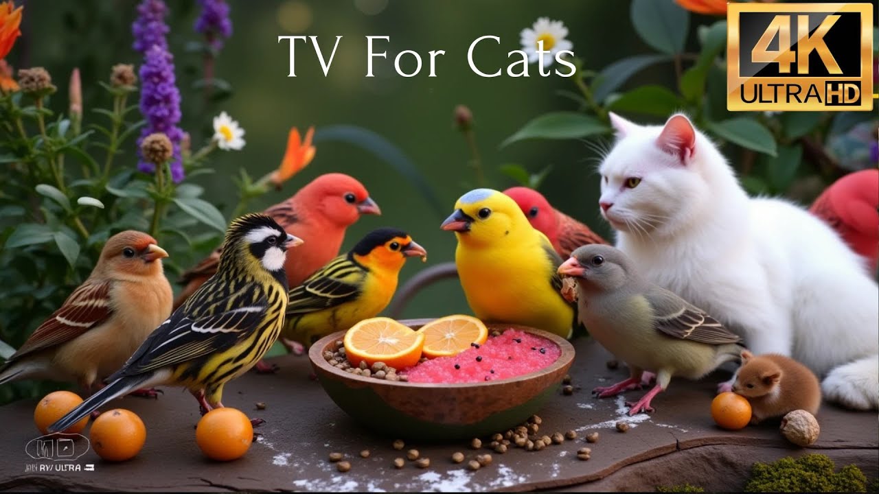 Magical Cat TV 😸 Birds and  Squirrels Sharing a Picnic Spot 🐦 Relaxing Nature for Cats