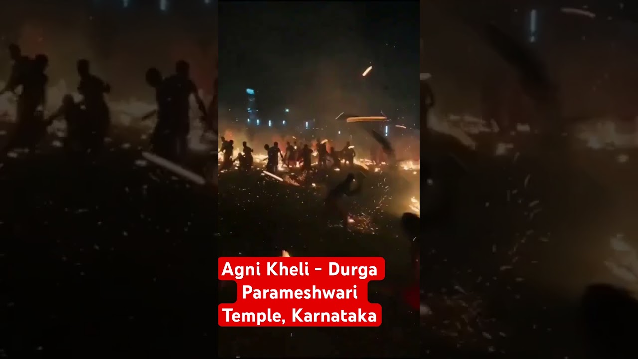 Agni Kheli-Ritual where devotees hurl balls of fire at each other | Durga Parameshwari Karnataka 🚩