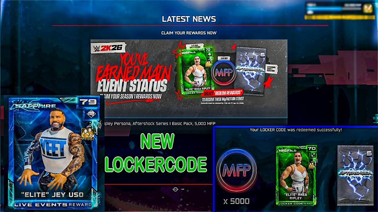 *LOCKERCODE* Gives 5K MFP FREE Pack & Elite RHEA Ripley | NEW Elite Jey USO In WWE2K26 My Faction