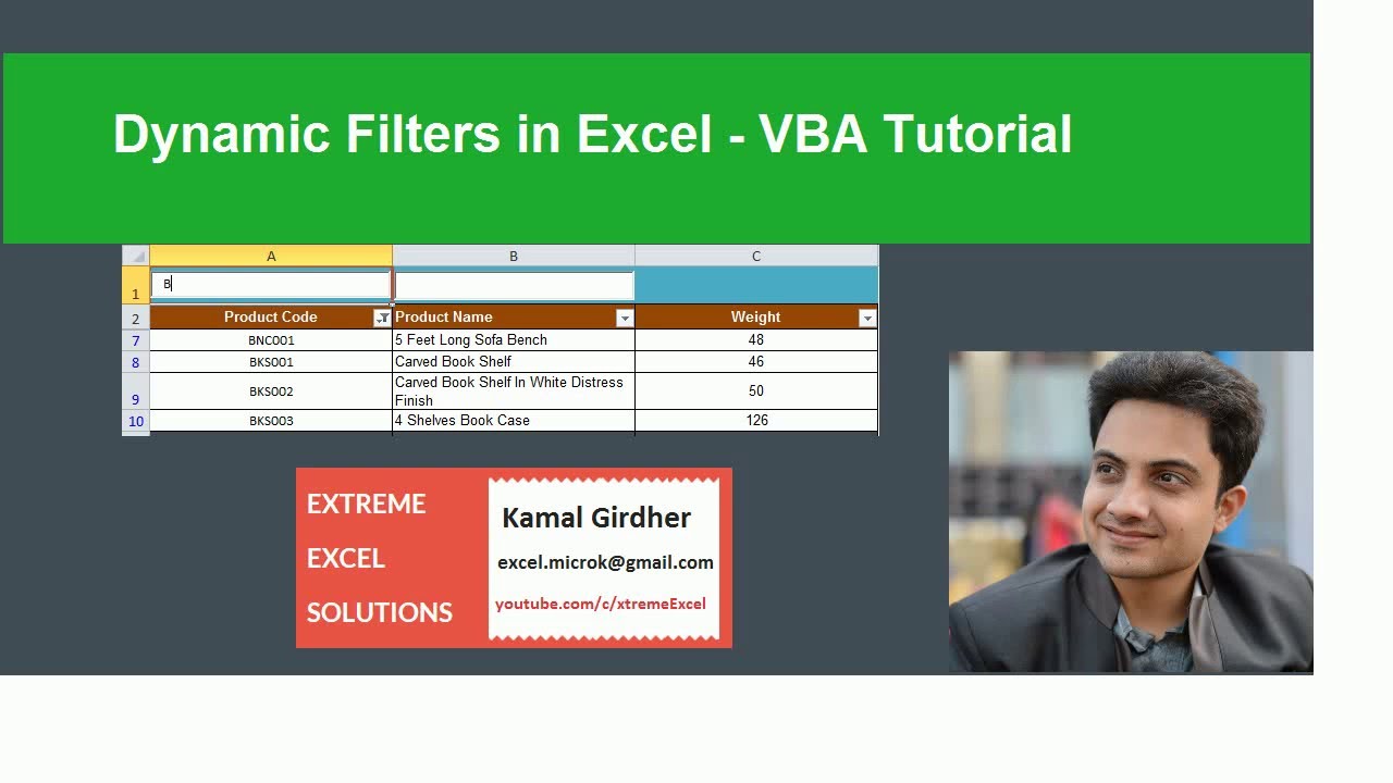 Dynamic filters in Excel (Filter as you type) - Excel VBA Tutorial