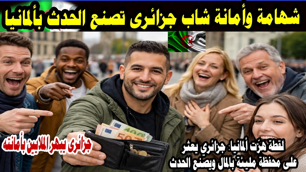 شهامة جزائري في ألمانيا تُدهش العالم  وتصنع الحدث بألمانيا يعيد محفظة مليئة بالمال!