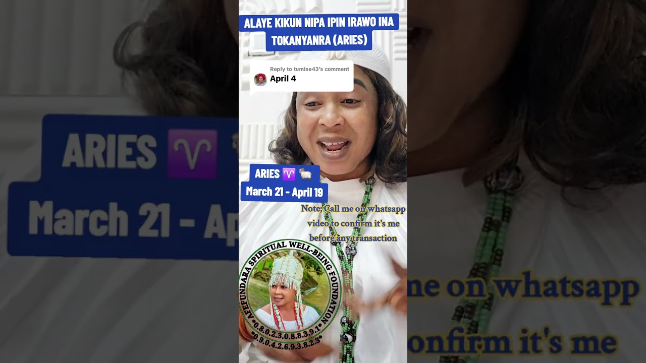 ALAYE KIKUN NIPA IPIN IRAWO INA TOKANYANRAN (ARIES)