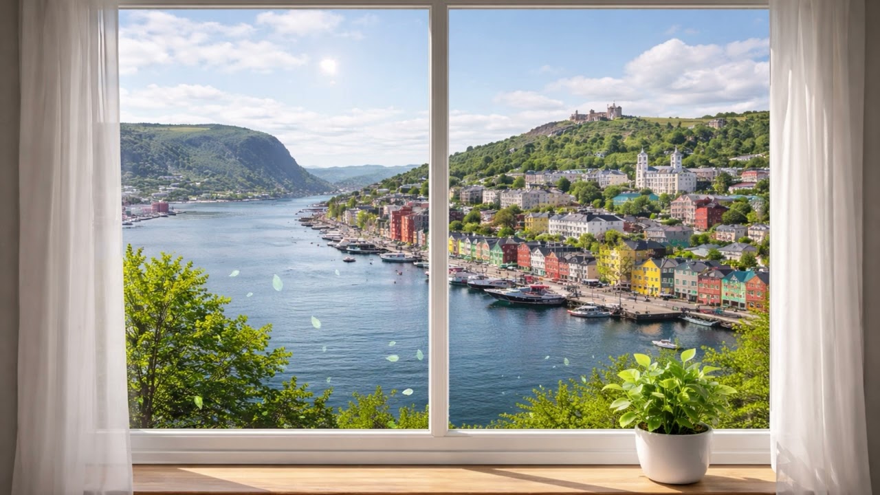 Colourful Canadian Harbour in Golden Morning Light | Calming Folk Soundtrack