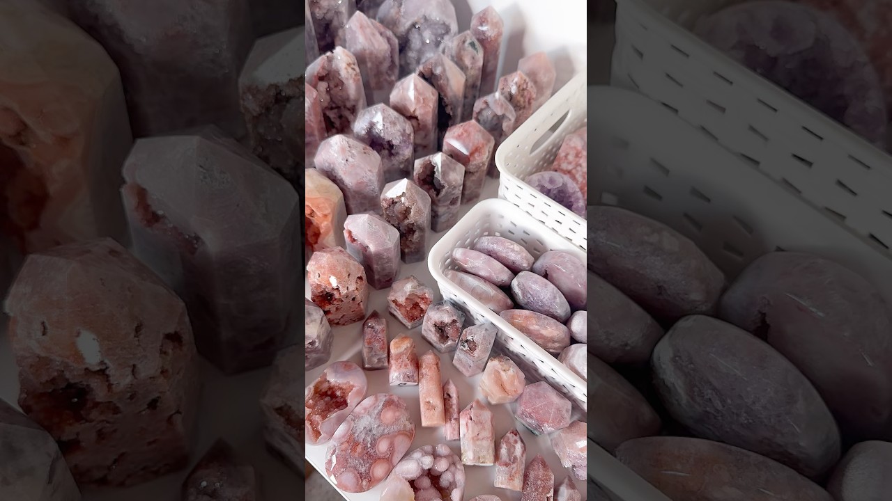 All pink crystals tonight!! 💖🌸 #crystals #gemstones #crystalshop #pink #rocksandminerals