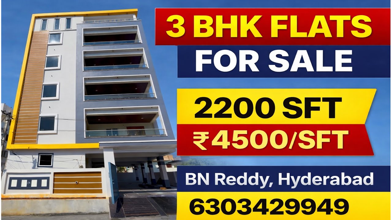 Independent Floor 3BHK Flats for Sale | 2200 Sft, ₹ 4,500/Per Sft | BN Reddy, Hyderabad | 6303429949