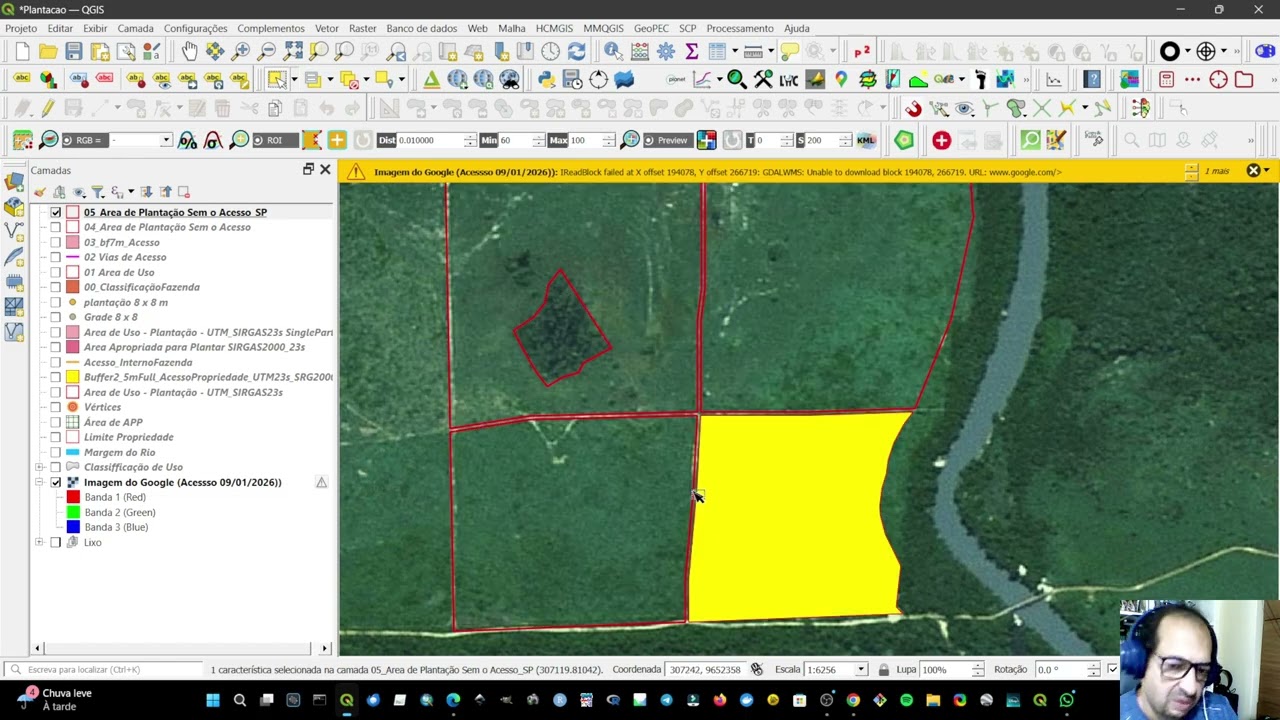 Projetando Plantações. Espaçamento 8 x 8 m. Manga