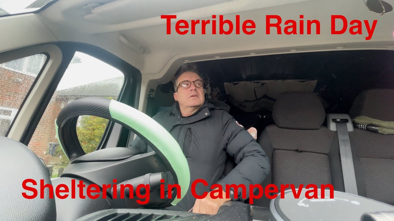 Weather warning - Stuck inside van tour - battery powered lights in campervan - urban parkup