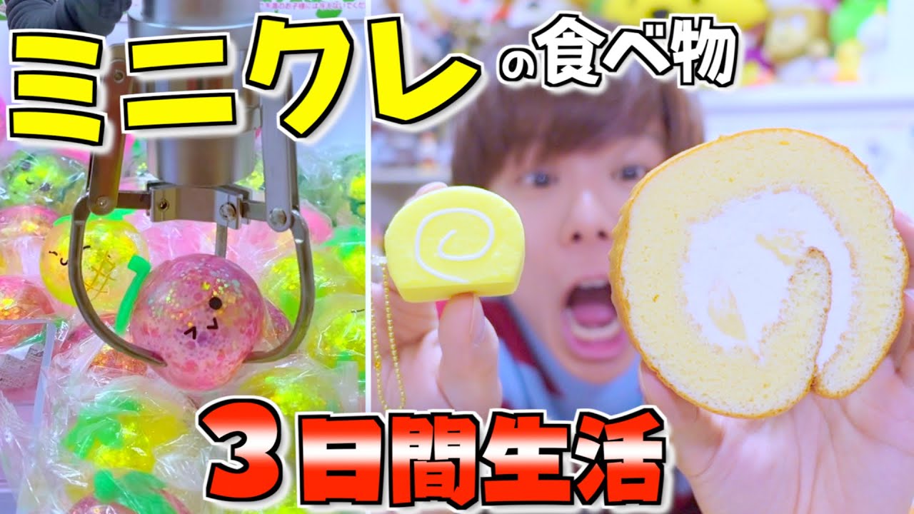 『ミニクレ』の食べ物のみで３日間生活‼️※超過酷です😱【クレーンゲーム/UFOキャッチャー/ミニクレーン】
