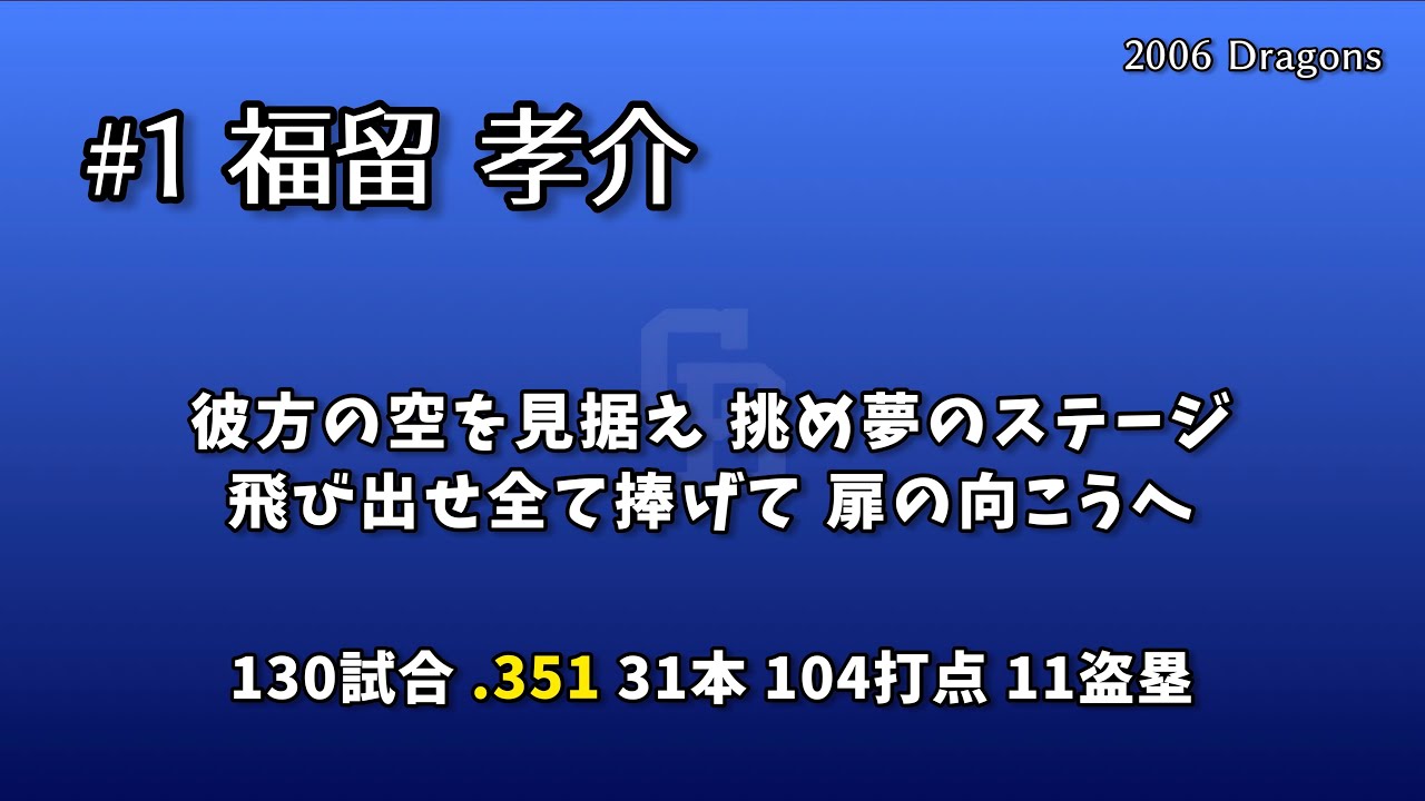 2006年 中日ドラゴンズ選手別応援歌