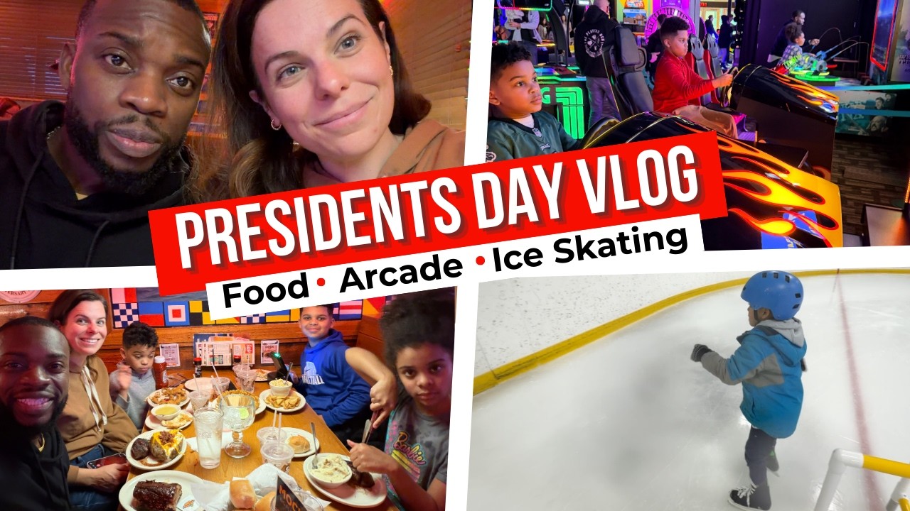 President’s Day Family Vlog | Texas Roadhouse, Dave & Buster’s & Ice Skating
