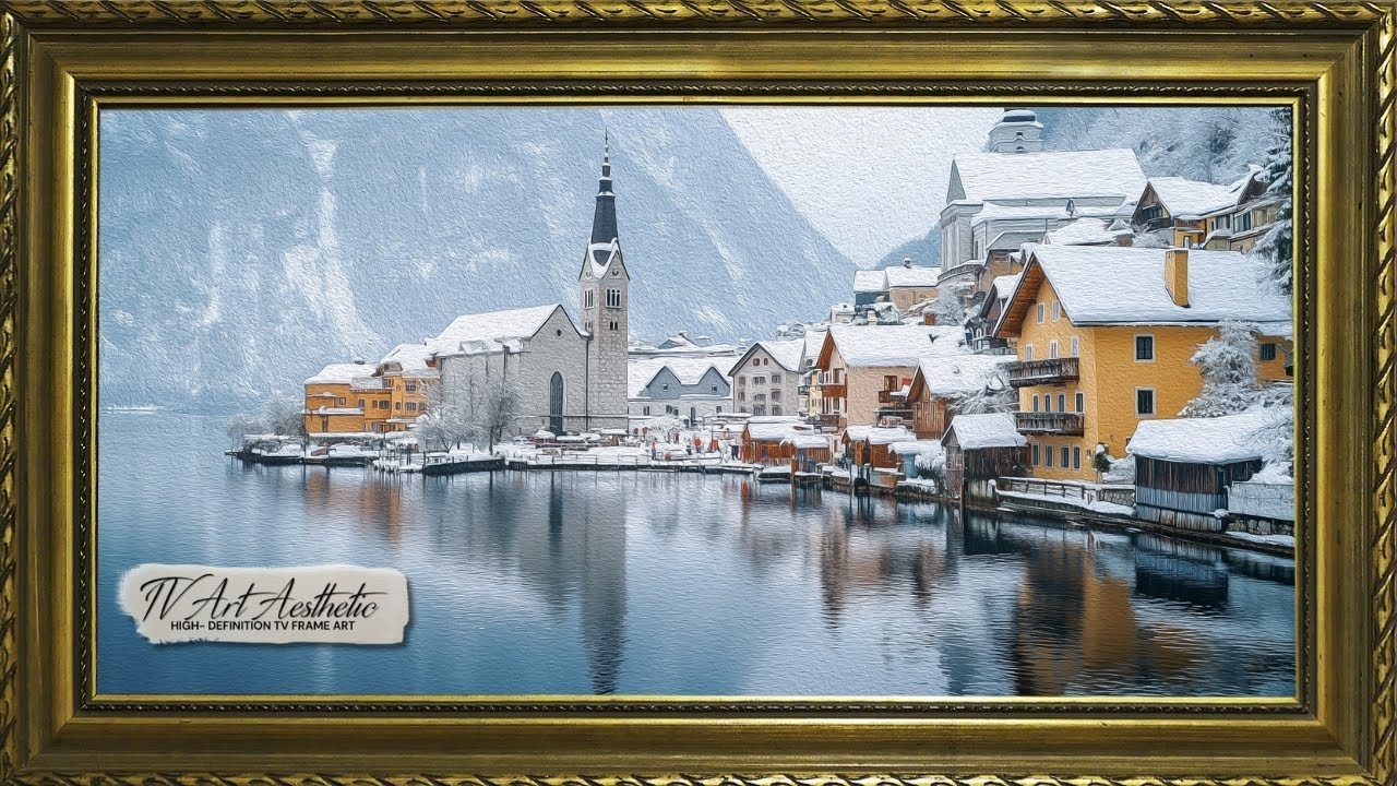 Frame TV Art  | Winter Scene of Hallstatt Austria | Winter Screensaver | Winter TV Art