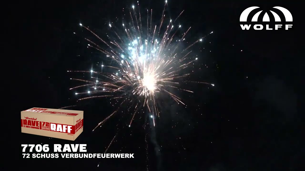 Rave 72-Schuss-Feuerwerkverbund von Wolff Feuerwerk