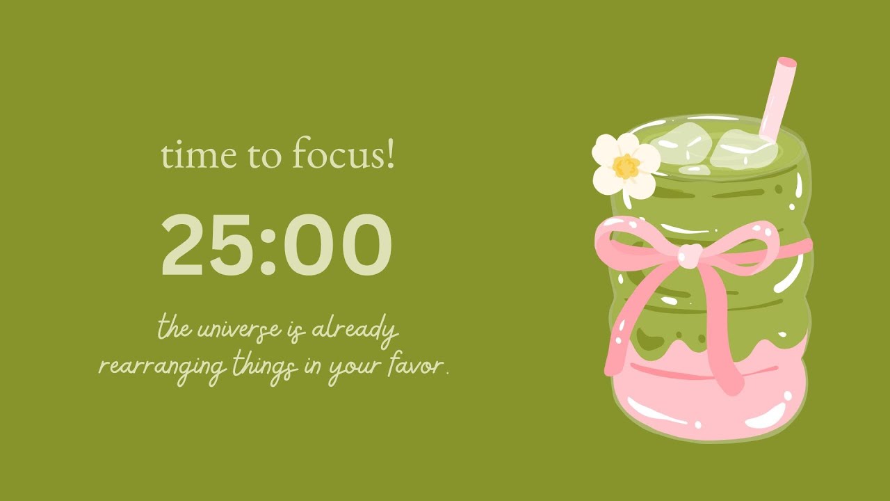 🍵 matcha 3-hour study with me 25/5 pomodoro | ambient lofi chill music for studying | adhd