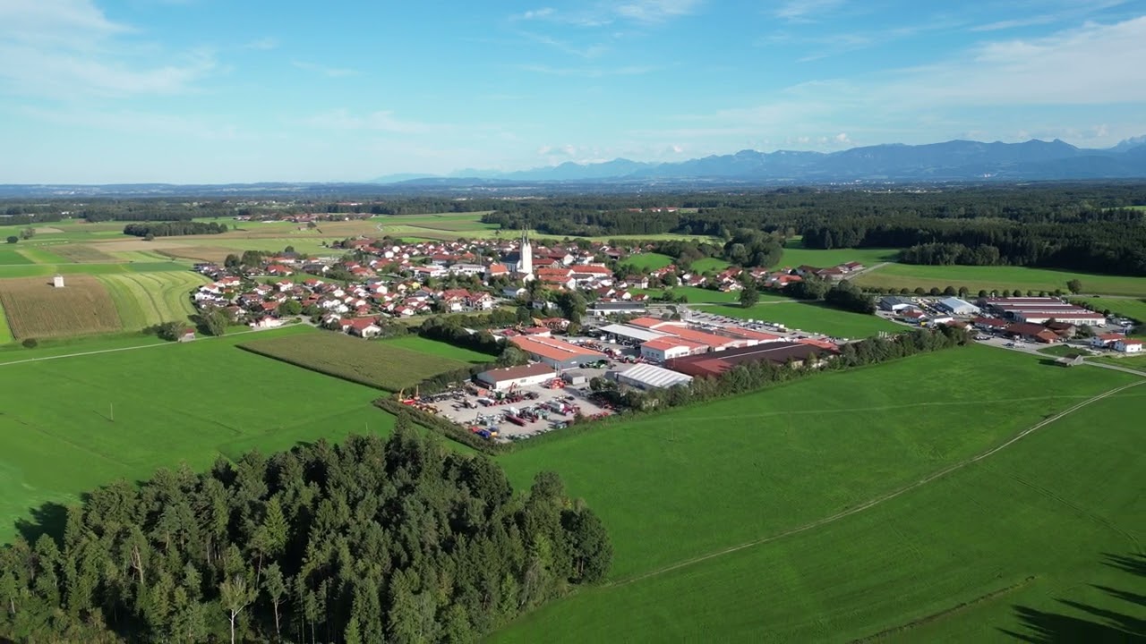 Drohnenflug über Tuntenhausen in Oberbayern mit Wallfahrtskirche und Alpenblick #djimini3 #drohne